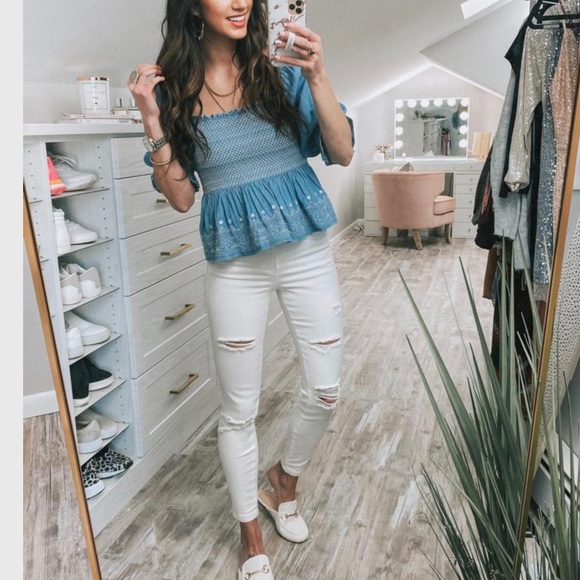 AE Smocked Embroidered Blouse - Picture 2 of 6